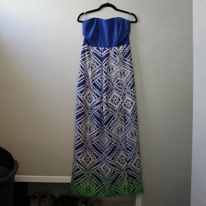Strapless Blue Maxi Dress